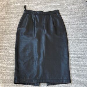Vintage  Black Leather midi skirt